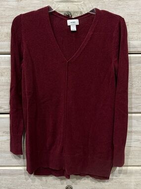 Women's Old Navy V-Neck‎ Sweater - Wine Color, Size Small